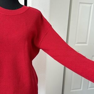 NWT CASLON Scoop Beck Ribbed hip length sweater in Red Chili